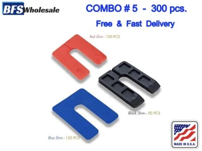 BFSEALS Plastic SHIM *U* Horseshues COMBO # , 300 pcs. 3 sizes, Made in USA, Heavy Duty