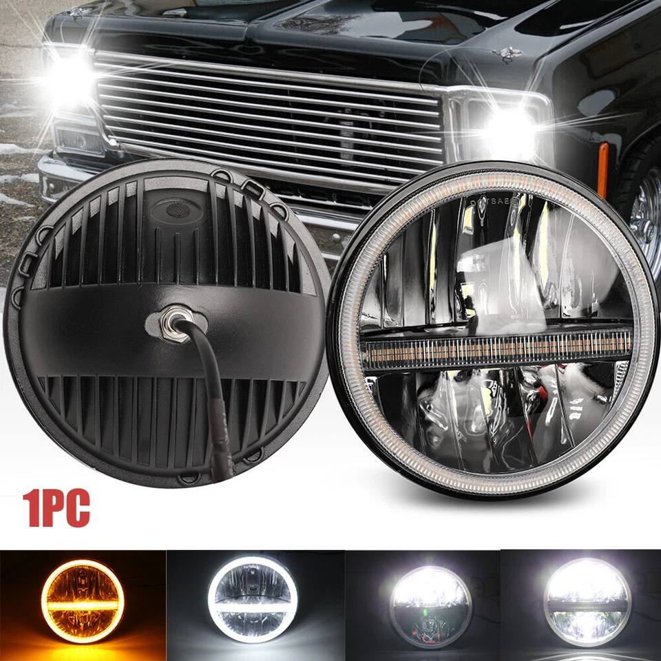 Faro proyector LED PUNTO 7" pulgadas halo DRL apto para camioneta Chevrolet C10 C20 K10 K20 Foto 1 de 4