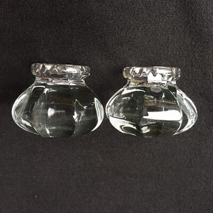 Art Glass Paperweight Clear Geometric Octagon Desk Figurine Decor Vintage 2 Set - Picture 1 of 12