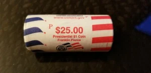 2010-P US Mint Wrapped Franklin Pierce Presidential Dollars ungeöffnet 25 $ Rolle - Bild 1 von 3