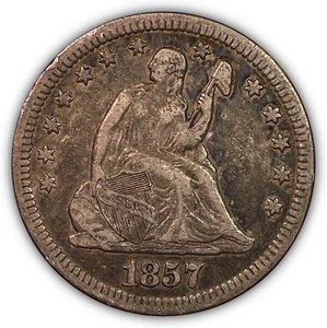 1857 Seated Liberty Quarter Extremely Fine XF Coin #19476 - Picture 1 of 3