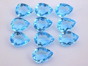 12X16 MM Lab Created Blue Topaz Pear Cut Lot Loose Gemstone For Jewelry P-2396 - Picture 1 of 5