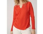 Med Daydreamer Free People Boho Cotton Solid Notch Neck Thermal Top Burnt Red