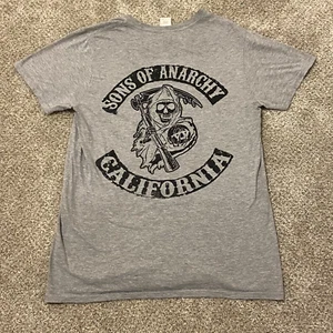 Sons Of Anarchy Graphic Print Adult Small Gray Black Skull Logo California Men's - Picture 1 of 11