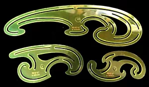 ⭐ SALE! 3 COMPLEX FRENCH CURVES DRAFTING ~ Alvin ~ Vintage~ German ~ Excellent - Picture 1 of 8