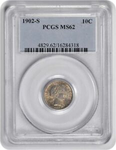 1902-S Barber Silver Dime MS62 PCGS