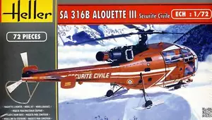 Heller Alouette III Sécurité Civile Elicottero di Salvataggio 1:72 Modello Kit - Foto 1 di 2
