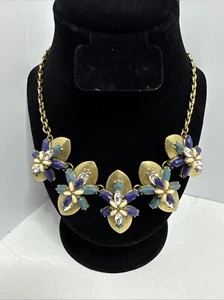 Vintage Rare J Crew Bronze And Glass Rhinestones Runway Statement Necklace - Picture 1 of 6