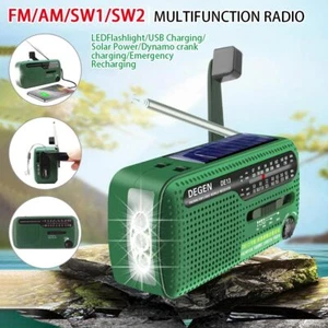 Solar Hand Crank Radio 1200mAh USB Portable Outdoor Emergency Radio SOS Alarm - Picture 1 of 15