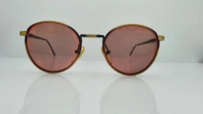 Vintage Geoffrey Beene Lindsey 219 Black Brown Round Sunglasses FRAMES ONLY - Image 1 of 4