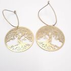 Tree Of Life Gold Tone Earrings Pierced Ear Tree And Roots