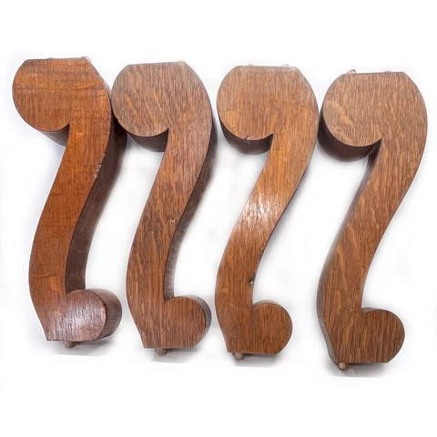 Set of 4 Handmade Claw Art Deco Wood Table Legs Mid-Century Total height 17" Cover