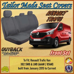 Grey Canvas Seat Covers for Renault Trafic X82 Single Turbo: 01/2015 to Current - Picture 1 of 14