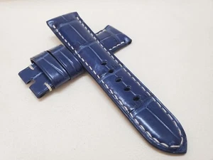 24mm Navy. GENUINE Crocodile. Handmade strap fit for PANERAI LUMINOR 44mm - Picture 1 of 7