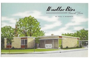 Antigua postal de St. Paul, Minnesota, funeraria Mueller-Bies - Imagen 1 de 2