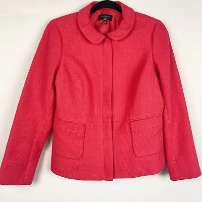 Talbots Full Zip Up Blazer Suit Jacket 8P Pink Career Office Bright Event - Image 1 of 4