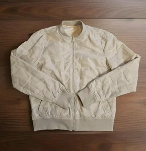 Blanc Noir Reversible Bomber Jacket Cream Camo/Quilted Womens Size S Full Zip - Picture 1 of 7