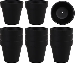 12 PCS Small Mini Black Clay Pots with Drainage Holes, 2.5inch Terra Cotta Pot C - Picture 1 of 5