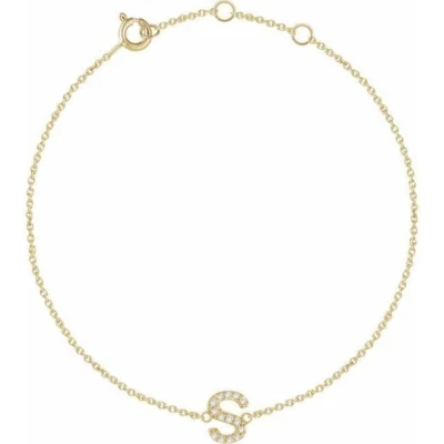 Lab-Created CVD Diamond Personalized Initial Bracelet In Pure 14K Yellow Gold - Image 1 of 4