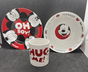 Disney Mickey Mouse 3 Piece China Plate, Bowl, Mug. OH BOY! HUG ME. - Picture 1 of 12