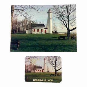 c.1990 Sturgeon Point Leuchtturm Harrisville Michigan Penrose Foto und Magnet - Bild 1 von 6