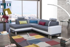 Sofa Schlafsofa Designer Sofa mit Bettfunktion + Bettkasten Ecksofa Couch NEU - Bild 1 von 11