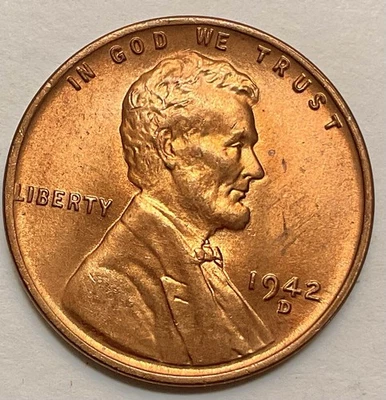 1942-D  Uncirculated BU Red RD - Lincoln Wheat Cent  ~ B257 - Image 1 of 2