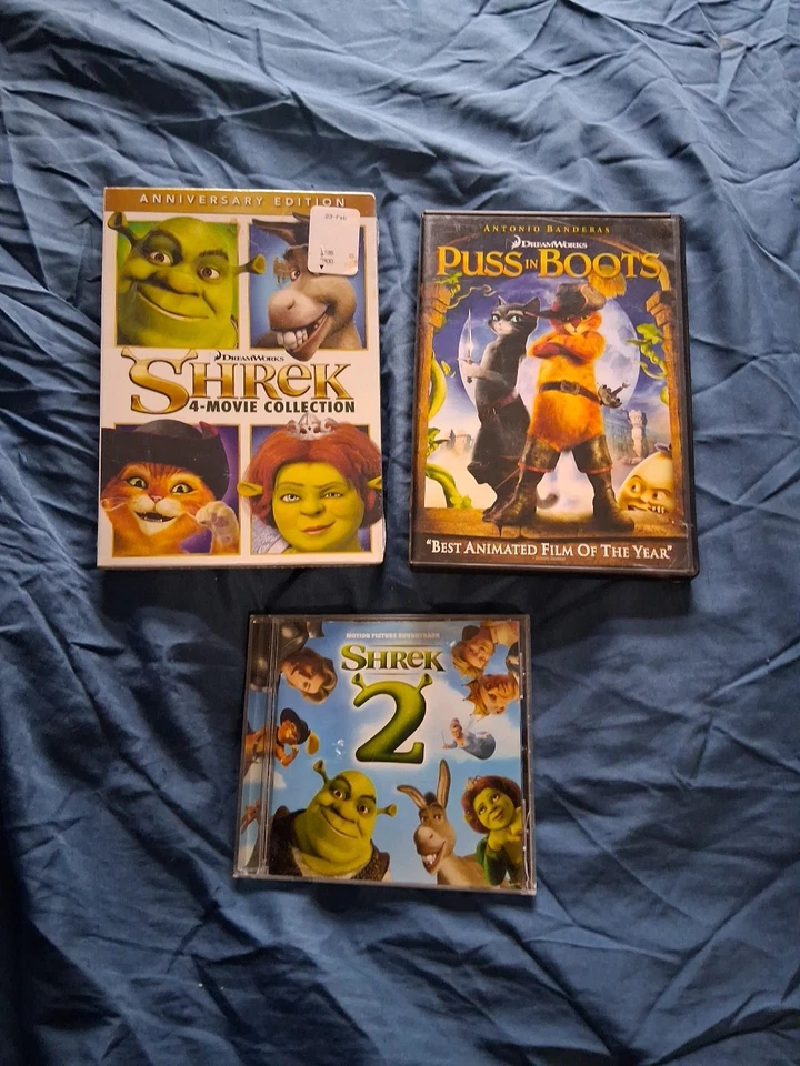 Shrek 1 thru 4 Brand New Sealed W/ Puss In Boots And The Soundtrack To Shrek 2 Foto 1 de 1