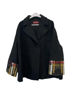AS# Max Mara Studio Mantel schwarz Wolljacke Italy bestickt Bündchen Art Gr. XXL - Bild 1 von 14