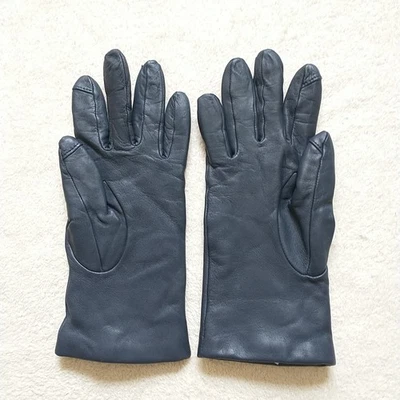 Luvas Lands End Femininas S Cinza Couro Genuíno Forrado de Cashmere Designer Clássico - Imagem 1 de 4