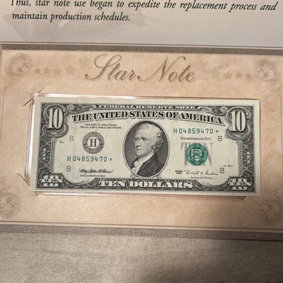 1995 $10 Ten Dollar Bill Federal Reserve Note St. Louis Star Note - Image 1 of 2