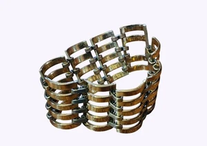 Vintage Gold-Tone Wide Link Bracelet 6.75" Long 1.25" Wide Chunky - Picture 1 of 2