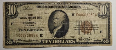 Fr.1860-E 1929 Richmond VA $10 Federal Reserve Bank Note - Image 1 of 4