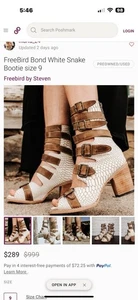 FREEBIRD BY STEVEN BOND WHITE SNAKE LEATHER SANDALS Size 8 - Picture 1 of 9