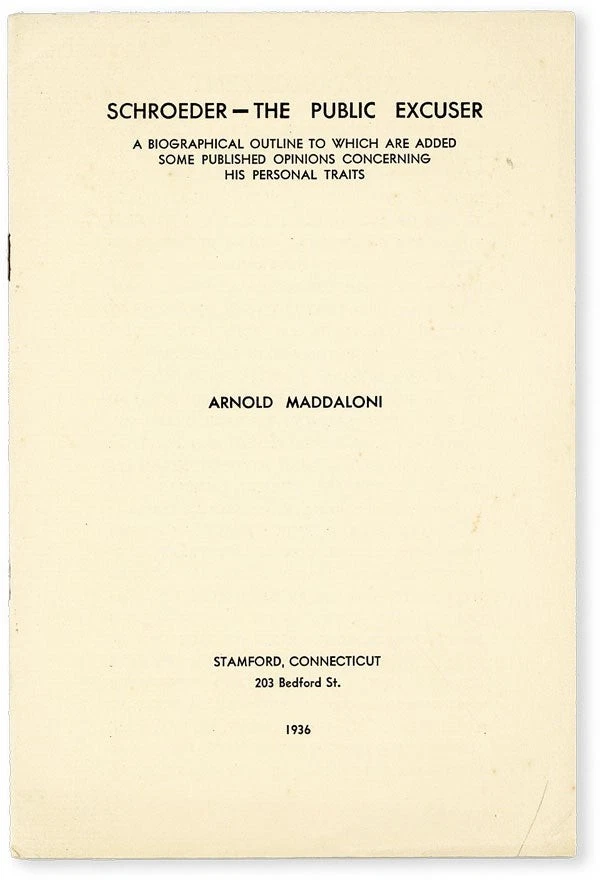 Maddaloni THEODORE SCHROEDER THE PUBLIC EXCUSER 1st ed 1936 Lecture Prospectus — 第 1/1 张图片