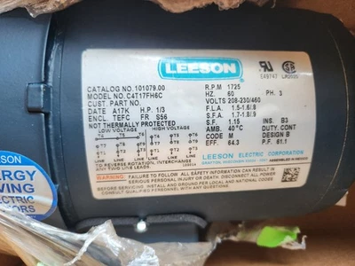  Leeson C4T17FH6C AC Motor S56 Frame  101079.00  - Image 1 of 2