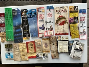 Vintage Fishing Items Lot Antique Fish Hooks Everlast Tackle Caddy LINDY - Picture 1 of 17