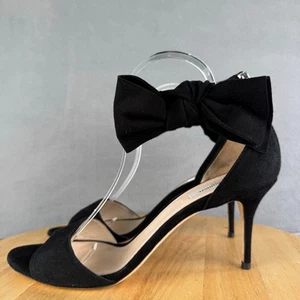 L.K. Bennett Agata Black Suede High Heels W/Bow Zip-Up Women’s Size 41/11 US  - Picture 1 of 8