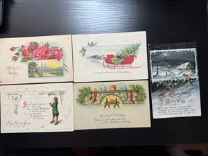 Vintage Christmas Postcards-set Of 5 - Picture 1 of 2
