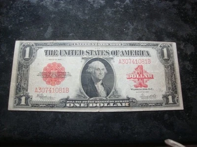 1923 Crisp $1.00 RED SEAL UNITED STATES NOTE Nice Note NCX - Image 1 of 4