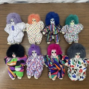 Lot Of 8 VTG Q-Tee Clown Fabric Handmade Doll Sand Filled Weight W/ Tags - S111 - Bild 1 von 13