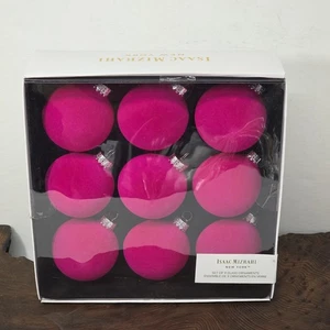 Isaac Mizrahi New York Glass Ornaments Set of 9 Pink Christmas Balls NIB - Picture 1 of 5