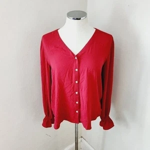 Blusa roja con botones delanteros LOFT para mujer talla pequeña - Imagen 1 de 5