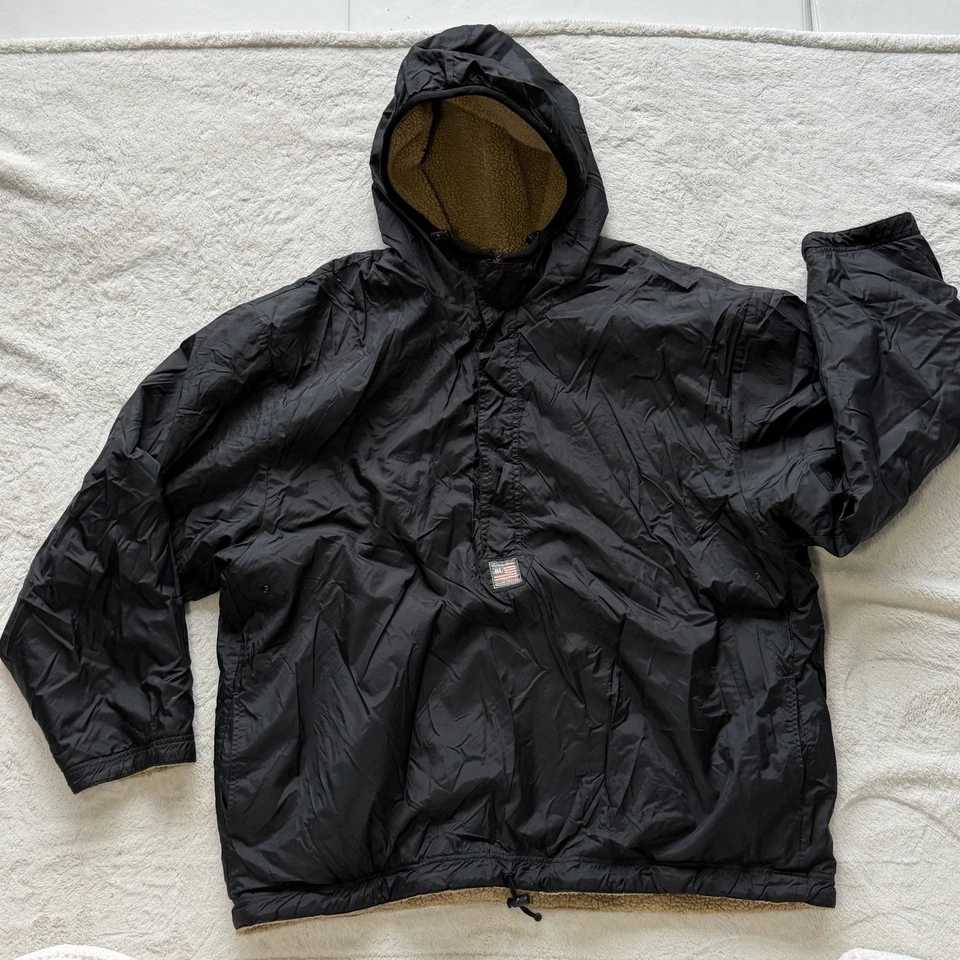 De Colección Polo Ralph Lauren Para Hombres Reversible Sherpa Nylon Pullover Chaqueta con Capucha ~ 2XL Foto 1 de 4