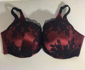 Torrid Curve Plunge Women's 42DDD Bra Red With Black Lace Overlay Underwire - Picture 1 of 8