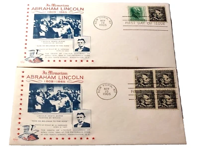 Abraham Lincoln In Memoriam 1965 FDI Cover Lot of 2 - Image 1 of 2
