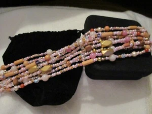Joan Rivers Multi Strand Pink Purple Beaded 20-23” Necklace  - Picture 1 of 7