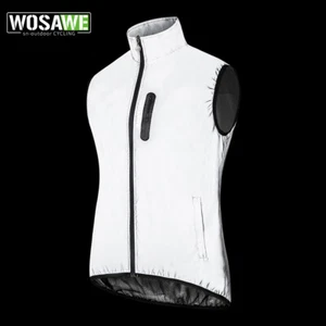 WOSAWE Men's Full Reflective Cycling Vest Windproof Waterproof MTB Bike Gilet - Picture 1 of 9