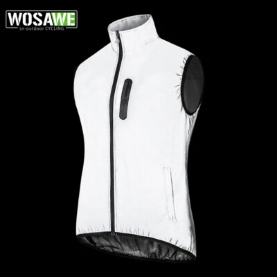 WOSAWE Men's Full Reflective Cycling Vest Windproof Waterproof MTB Bike Gilet - Image 1 of 4