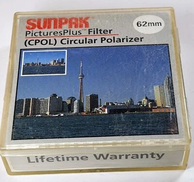 62mm Circular Cir Polarizing Polarizer Lens Filter C-PL CPL Polarizing Sunpak - Image 1 of 4